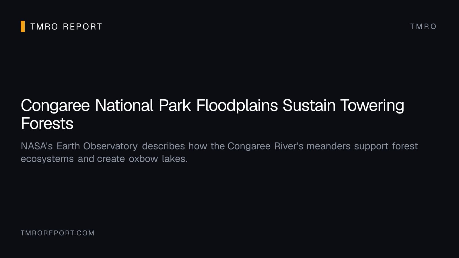 Congaree National Park Floodplains Sustain Towering Forests