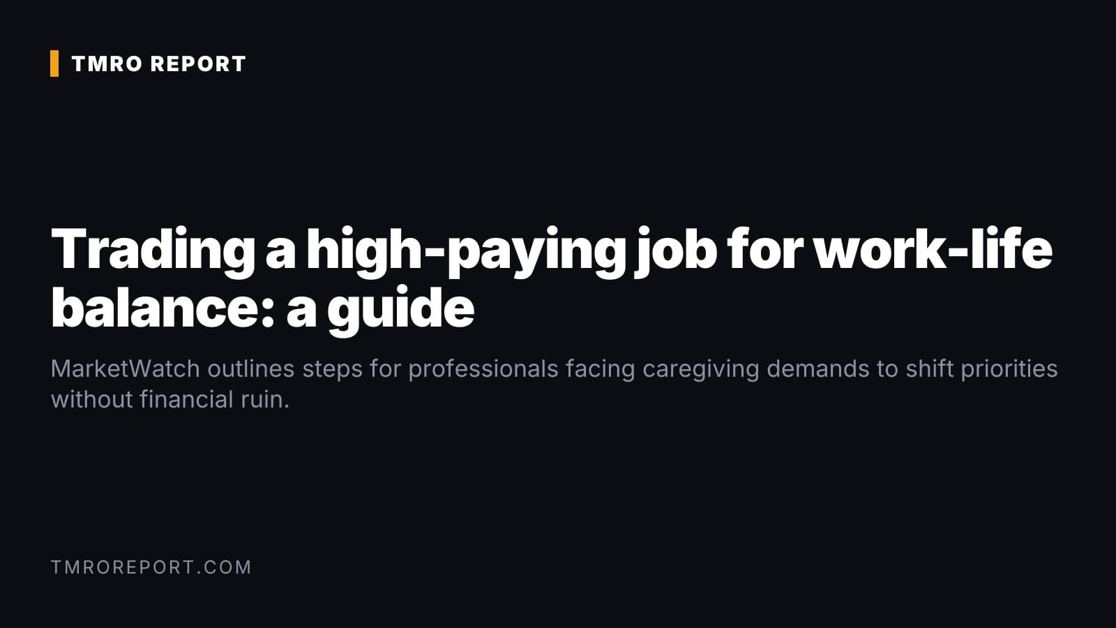 Trading a high-paying job for work-life balance: a guide